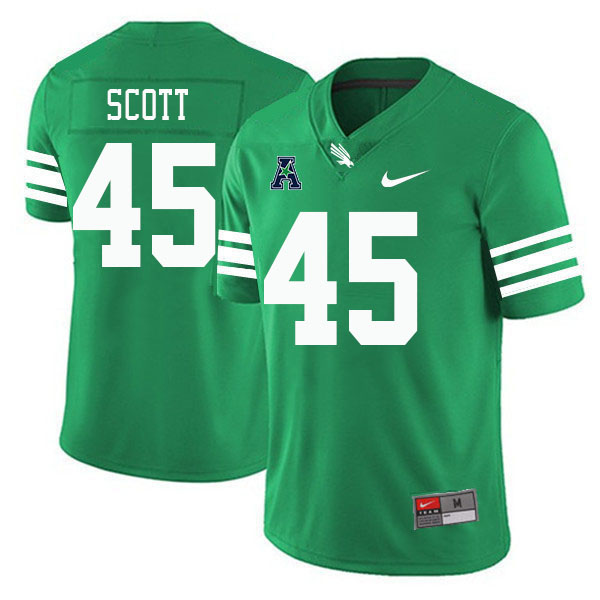 #45 Zhaiylen Scott North Texas Mean Green College Football Jerseys Stitched-Green